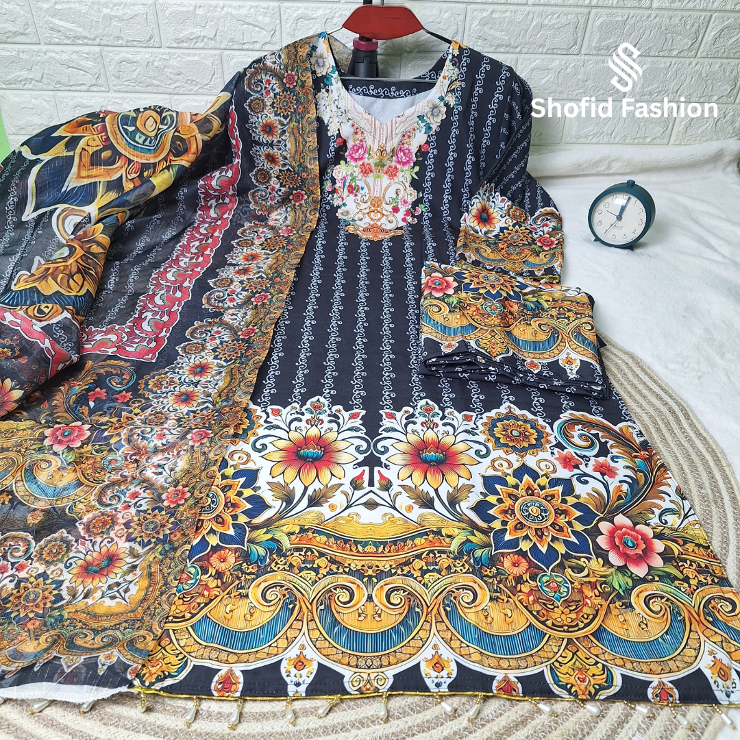 High Quality Alex Digital Print - Black Color