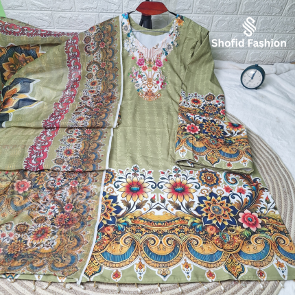 High Quality Alex Digital Print - Olive Color